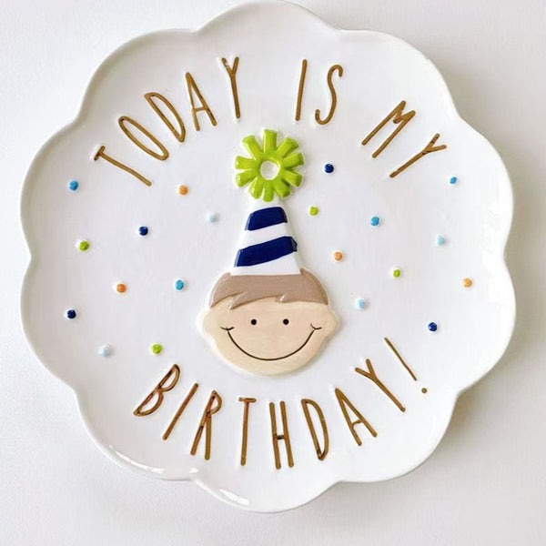 Children's birthday ceramic petal plate