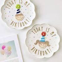 Children's birthday ceramic petal plate